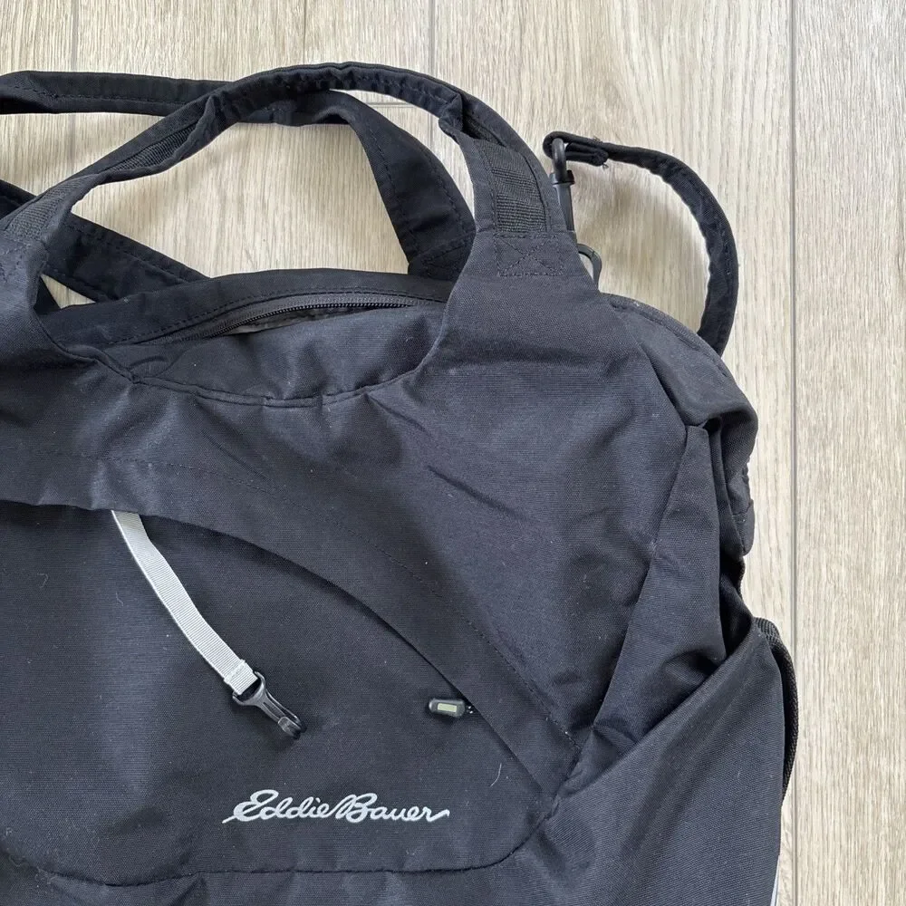 Eddie Bauer Zen Tote Travel Sling Vegan Retro Black Canvas Gym Hiking Tote Zip